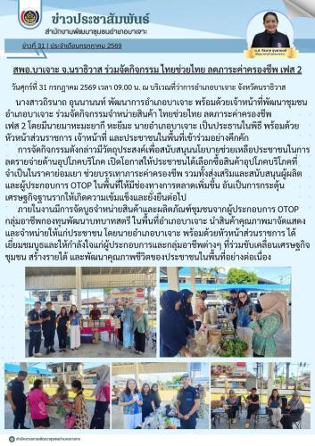 สพอ.บาเจาะ จ.นราธิวาส ร่วมจัดกิจกรรม ไทยช่วยไทย ลดภาระค่าครองชีพ เฟส 2